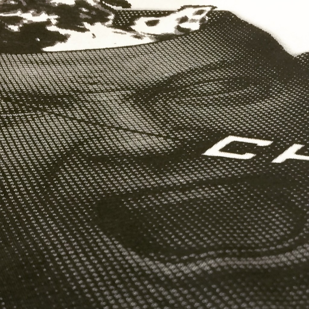 charge clothing print close up